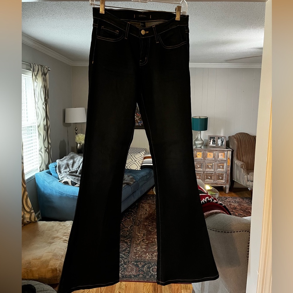 Hardly worn. Low rise Flying Monkey Dark Indigo Flare Jeans